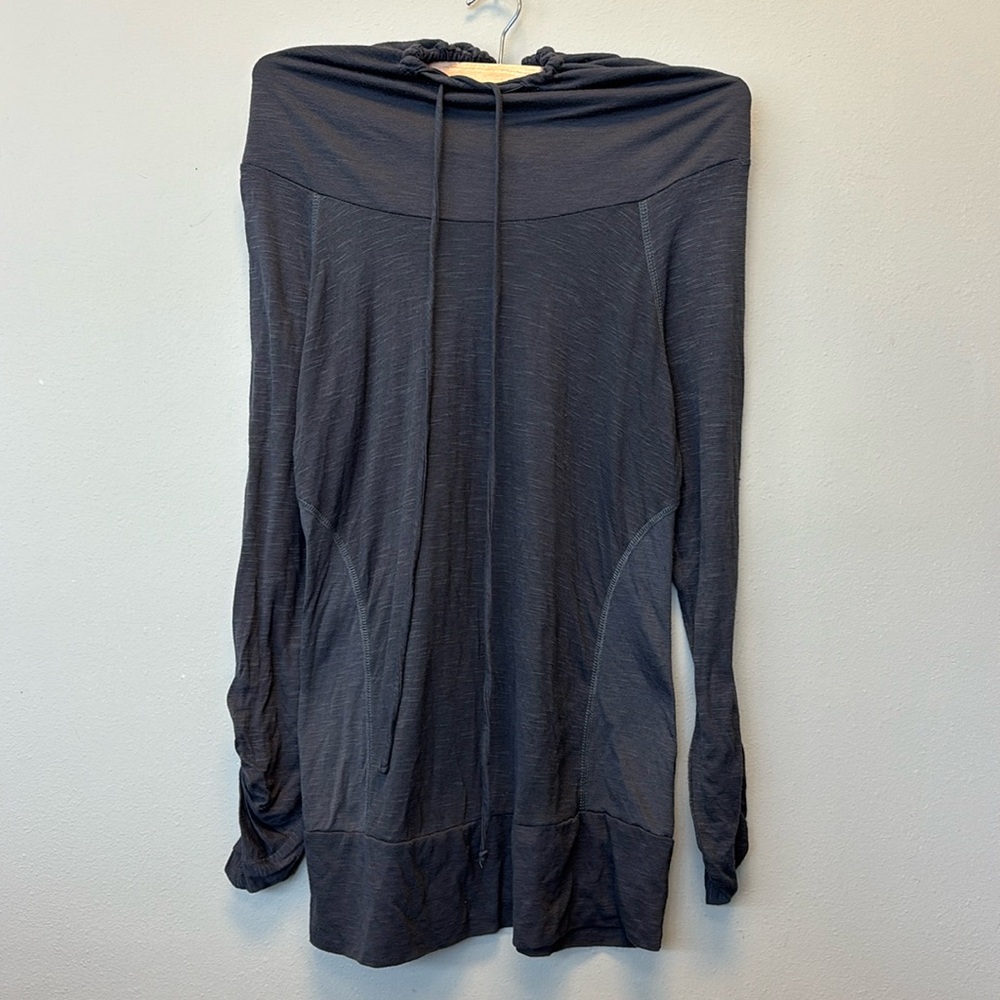 Neon soul Funnel cowl neck long sleeve Hooded pullover Blue grey color  XL.